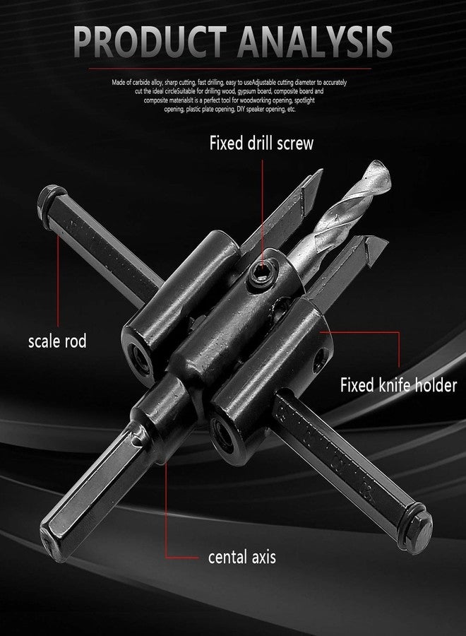 UPTODATETOOLS Adjustable Hole Saw Circle Hole Cutter Drill Bit, Heavy Duty Wood Drywall Drill Bit Round Cutting for Woodworking, 30-120mm - Image 3